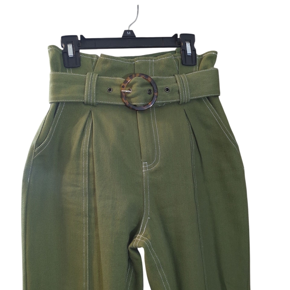 Whiteroom + Cactus Women Olive Green Belted Pants Size Xs - Picture 5 of 10